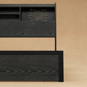 Belffin-black-wooden-bed-frame-storage-bookcase-headboard-carved-pattern