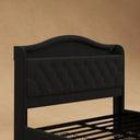Belffin-Black-Upholstered-Tufted-Bed-Frame-Padded-Headboard-Slats