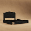 Belffin-Black-Wooden-Bed-Frame-Storage-Drawers-Bookcase-Headboard-Slat-Support