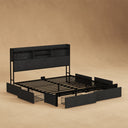 Belffin-black-wooden-bed-frame-slat-support-under-bed-storage-basket