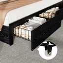 belffinsleep-black-wooden-storage-bed-frame-with-under-bed-drawer-and-caster-wheel-detail