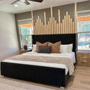 Belffin-Wood-bed-frame-with-charging-station-storage-headboard-white-and-brown-bedding-and-matching-nightstand