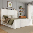 Auren Upholstered Bed Frame with Reading Lights and Charging Ports