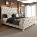 Mira Upholstered Bed Frame with LED Lights and Charging Ports