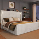 Auren Upholstered Bed Frame with Reading Lights and Charging Ports