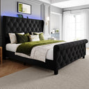Mira Upholstered Bed Frame with LED Lights and Charging Ports