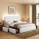 Belffinsleep-White-Boucle-Upholstered-Bed-Frame-LED-Lighted-Headboard-Pull-Out-Storage