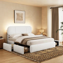 Belffinsleep-White-Boucle-Upholstered-Bed-Frame-LED-Lighted-Headboard-Pull-Out-Storage-Drawers