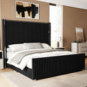 Celeste Channel Tufted Upholstered Bed Frame with LED Lights and Charging Ports