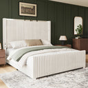 Celeste Channel Tufted Upholstered Bed Frame with LED Lights and Charging Ports