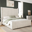 Celeste Channel Tufted Upholstered Bed Frame with LED Lights and Charging Ports