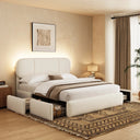 Belffinsleep-White-Boucle-Upholstered-Bed-Frame-LED-Lighted-Headboard-Storage-Drawers-Bedroom