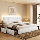 Belffinsleep-White-Boucle-Upholstered-Bed-Frame-LED-Lighted-Headboard-Underbed-Storage