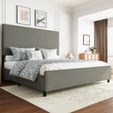 Talia Linen Upholstered Platform Bed Frame with Tall Headboard