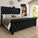Mira Upholstered Bed Frame with LED Lights and Charging Ports