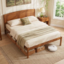 Queen Platform Bed Frame with Curved Headboard - Walnut