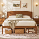 Queen Platform Bed Frame with Curved Headboard - Walnut