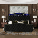Liora Upholstered Bed Frame with Tall Headboard and LED Lights