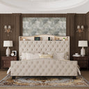 Liora Upholstered Bed Frame with Tall Headboard and LED Lights